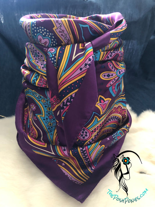 Purple Colorful Paisley Wild Rag 35 x 35