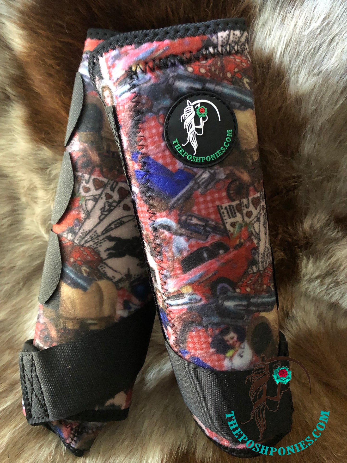 Custom Print Retro Girls and Wagons Equine Sport Boots-Front Boots