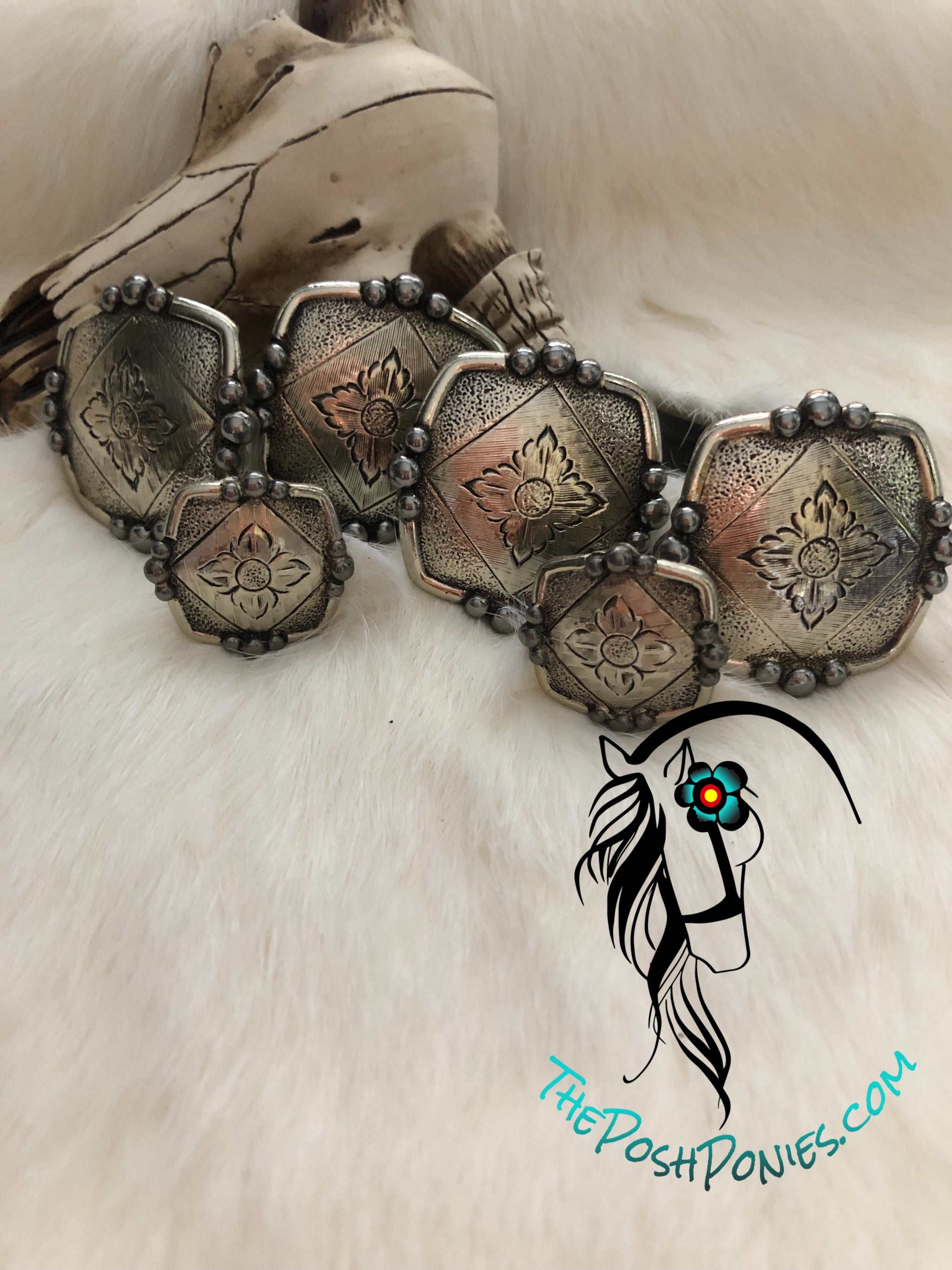 Handmade Traditional Hand Engraved Saddle Concho Set – ThePoshPonies