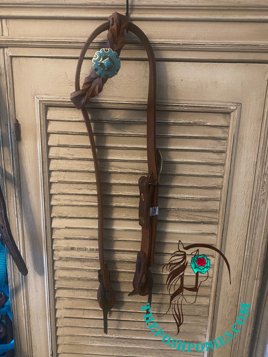 Hot Oiled Handmade Twisted Single Ear Medium Oil with Handmade Turquoise Burst Hardware