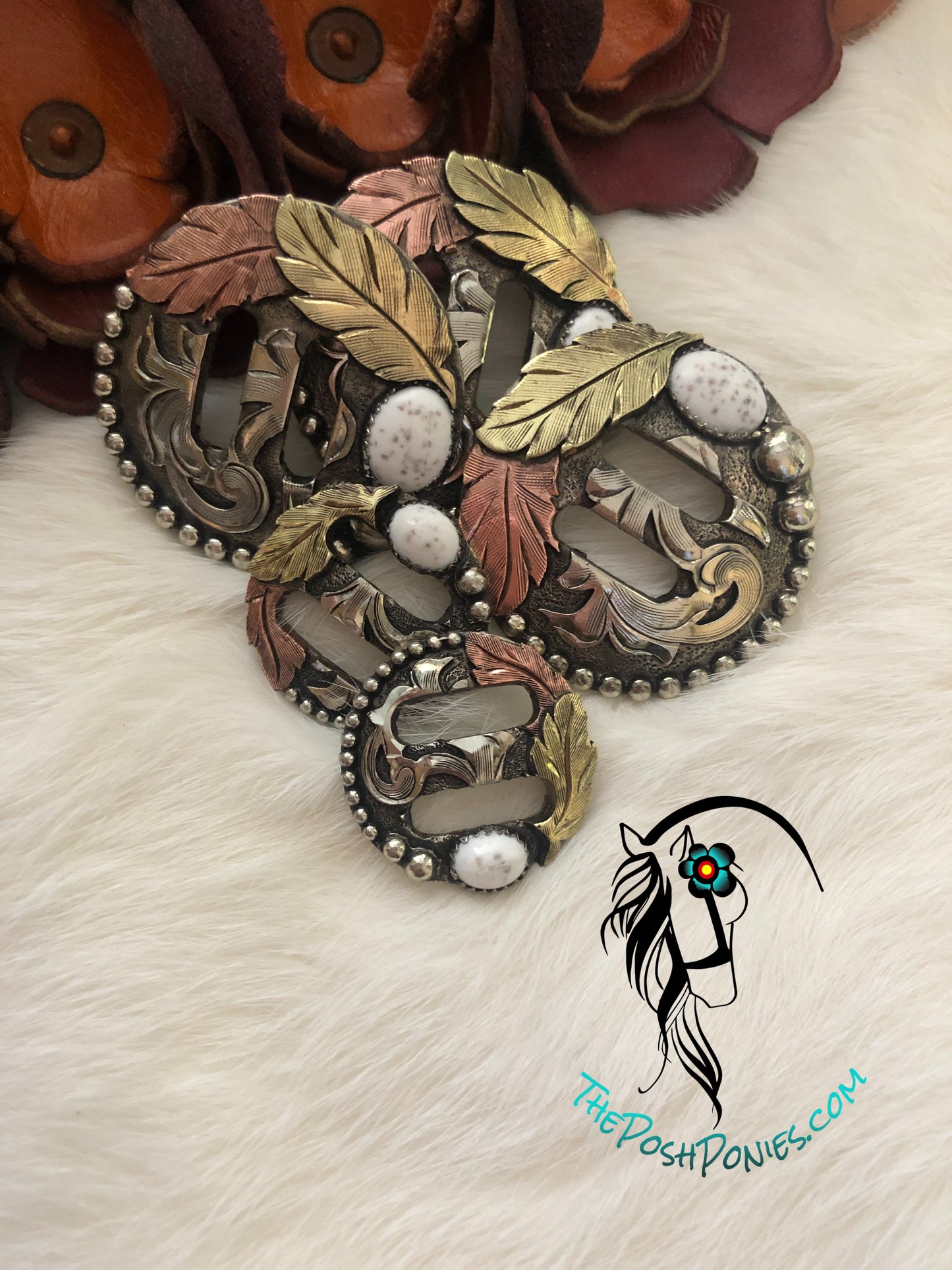 Handmade White Turquoise Feather Swirl Slotted Collection-1" and 1.5"-each sold separately