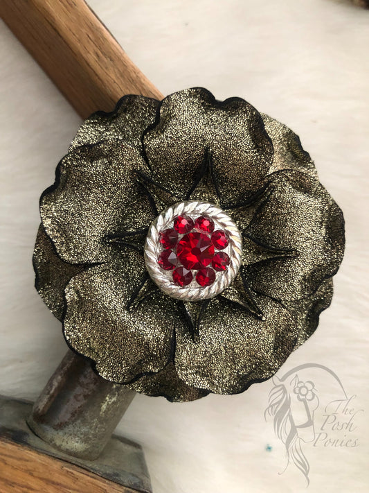 Leather Gold Handmade Flower-3 petal