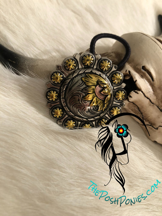 Sunflower Concho Hair Tie-1.5"