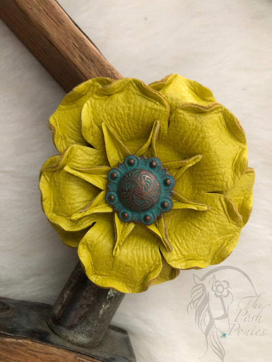 Leather Yellow Handmade Flower-3 petal