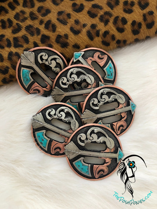 Handmade Round Arrow Slotted Conchos-1", 1.25" & 1.5"-each concho sold separately