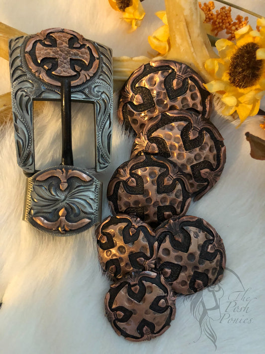 Handmade Copper Cross Collection-Chicago back and buckle/keeper, each piece sold separately