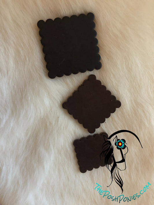 Leather Dark Brown Square Rosette for saddle concho