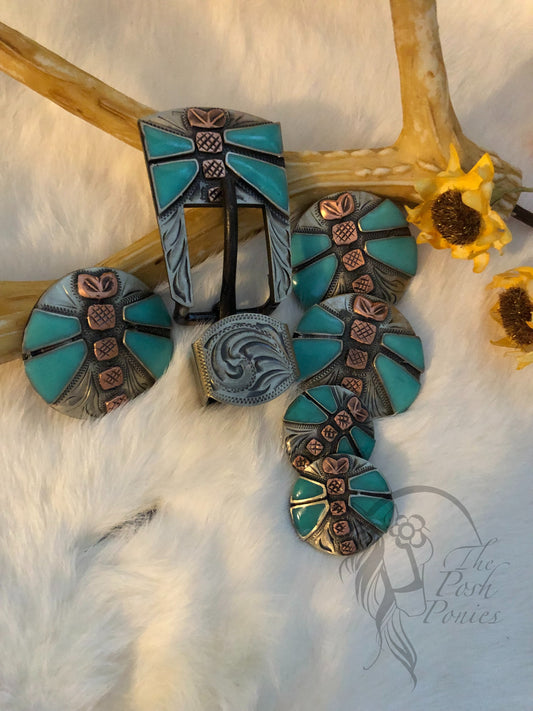 Handmade Dragonfly Collection-Chicago Back Concho matching Buckle/Keeper sold separately