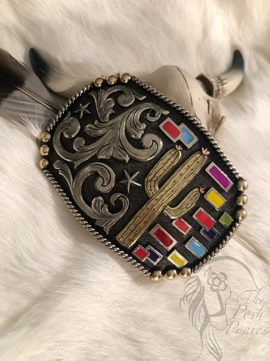 Handmade Cactus Color Pop Belt Buckle