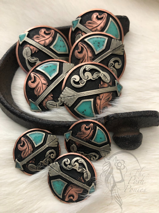 Handmade Round Arrow Chicago Back Conchos 3 sizes in stock, 1", 1.25" and 1.5"-each concho sold separately